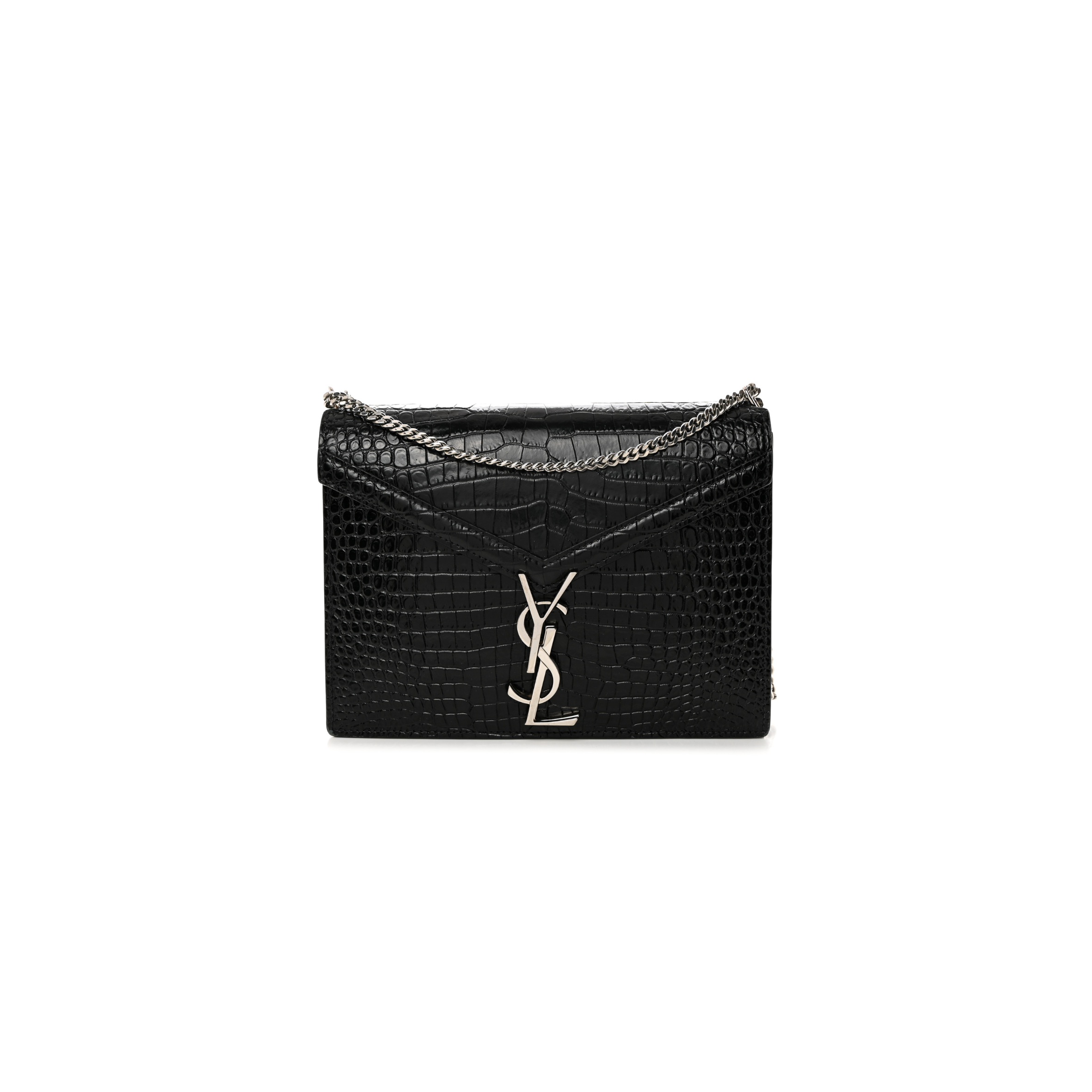 YSL CASSANDRA EMBOSSED CLASP BAG BLACK 1553552 (22*16.5*5.5cm)